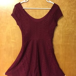 Maroon lace skater dress